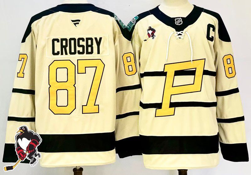Men Pittsburgh Penguins #87 Crosby Cream Fanatics 2025 NHL Jersey style 1->pittsburgh penguins->NHL Jersey